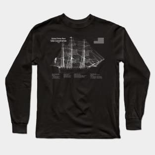 USS Constitution frigate blueprint plan - PDpng Long Sleeve T-Shirt